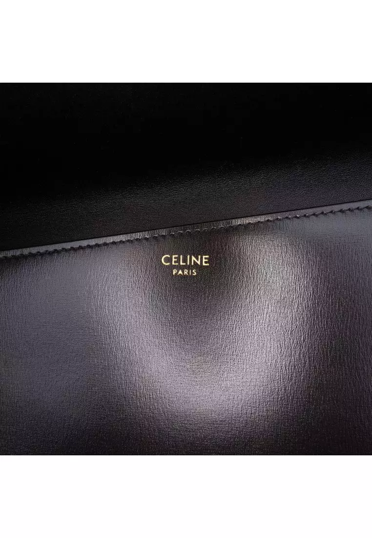 Pre-Loved Celine Leather Asymmetric Logo Clutch