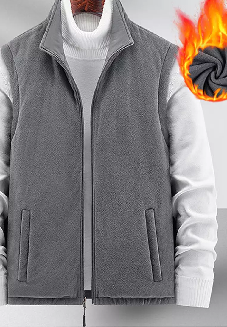 Men's gray hot sale fleece vest