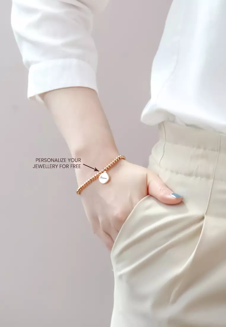Medallion Round Engravable Pendant Bracelet (Rose Gold)