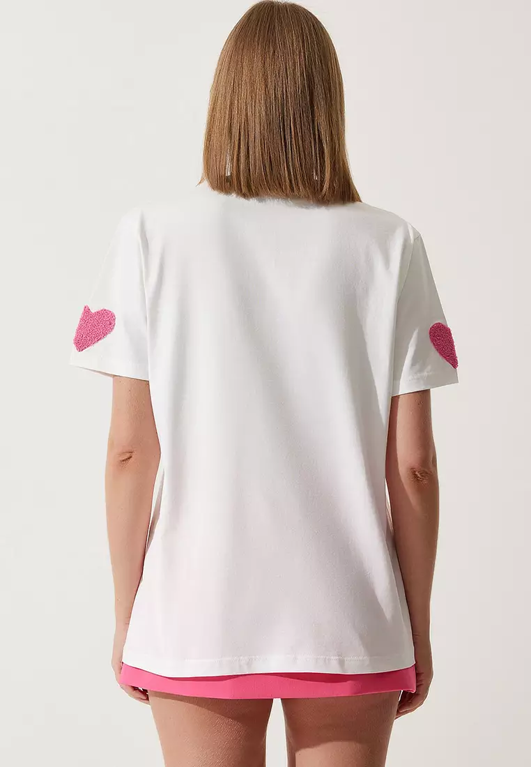 Textured Heart Oversize Knitted T-Shirt