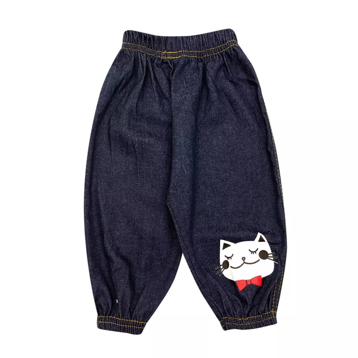 Wakakids Baju Bayi Anak Laki Laki Lengan Pendek Usia 6 Bulan Hingga 12 Bulan Setelan Celana Jeans Jogger Motif Cat Fish 3451 Biru