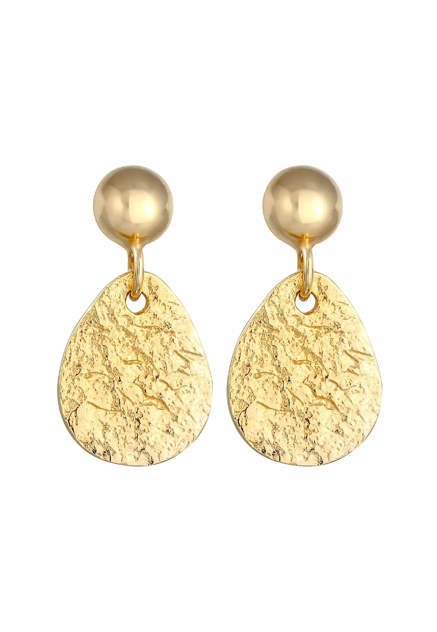 Earrings Drop Structured Gold Plated