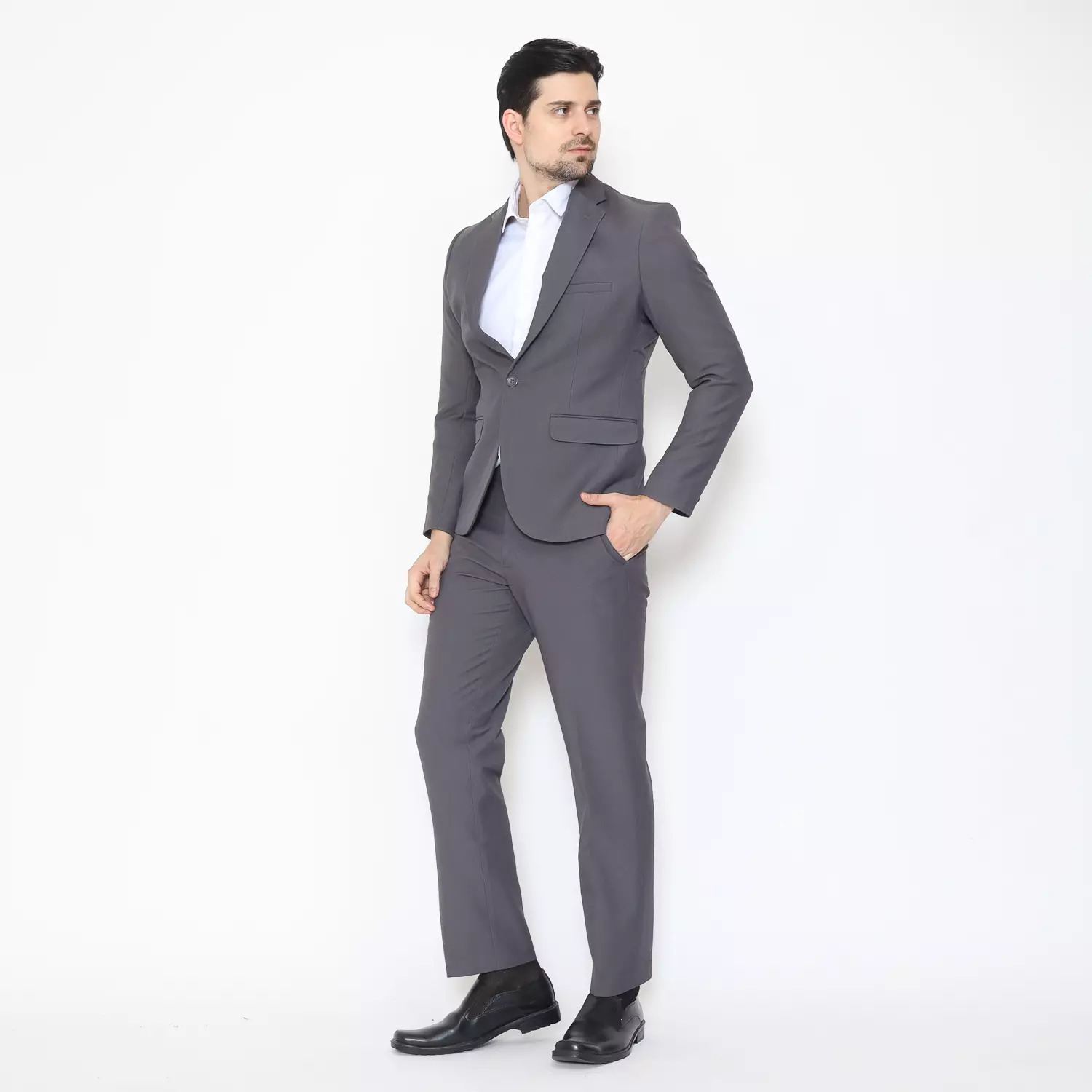 Lawell Celana Formal Pria Warna Grey | Motif Salur Halus Elegan | Polyester Viscose Stretch | PAUL