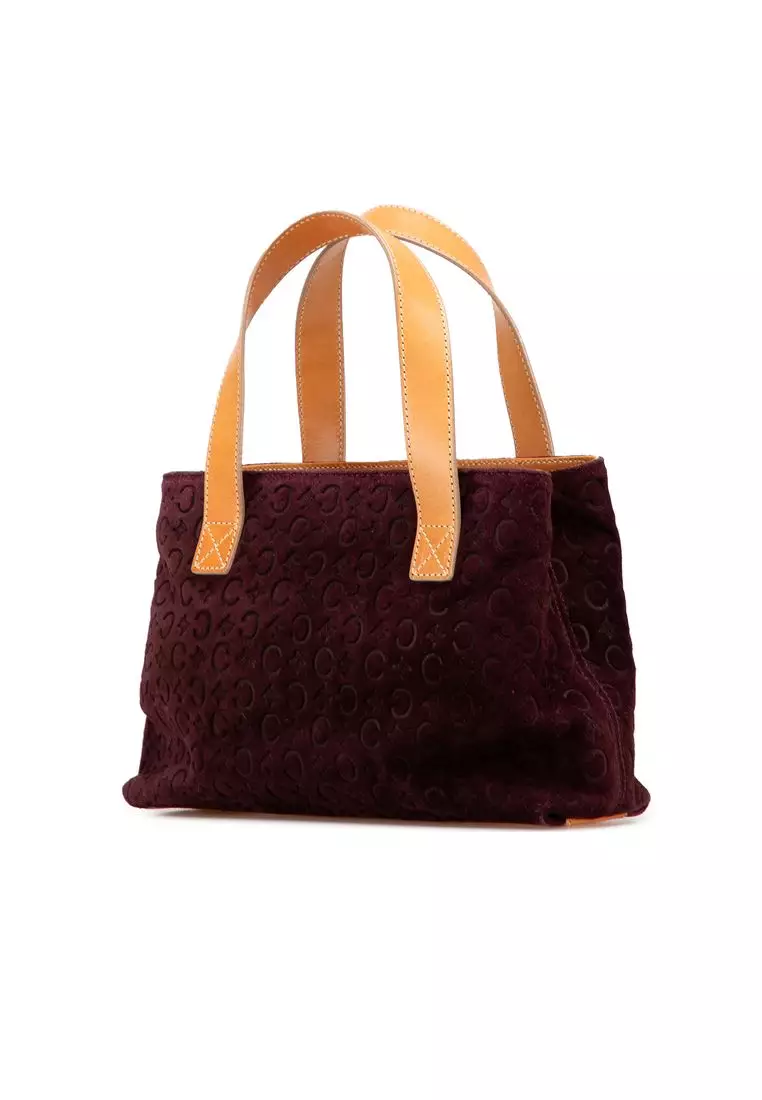 バッグ CELINE C MACADAM SUEDE LEATHER HAND BAG CELINE C Macadam Suede Shoulder Bag Hand Bag Red Authentic Used F