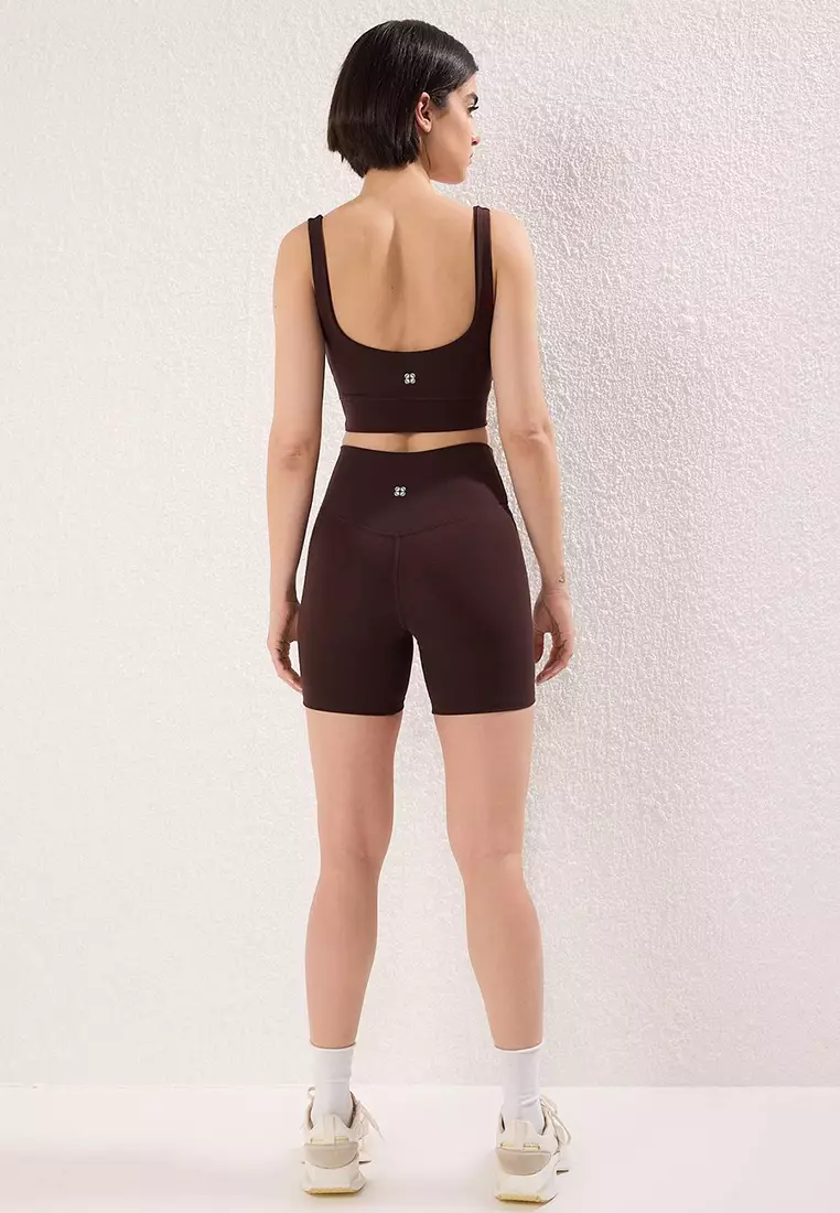 Brown Brushed Scuba Sports Leggings Thmss24Ty00020