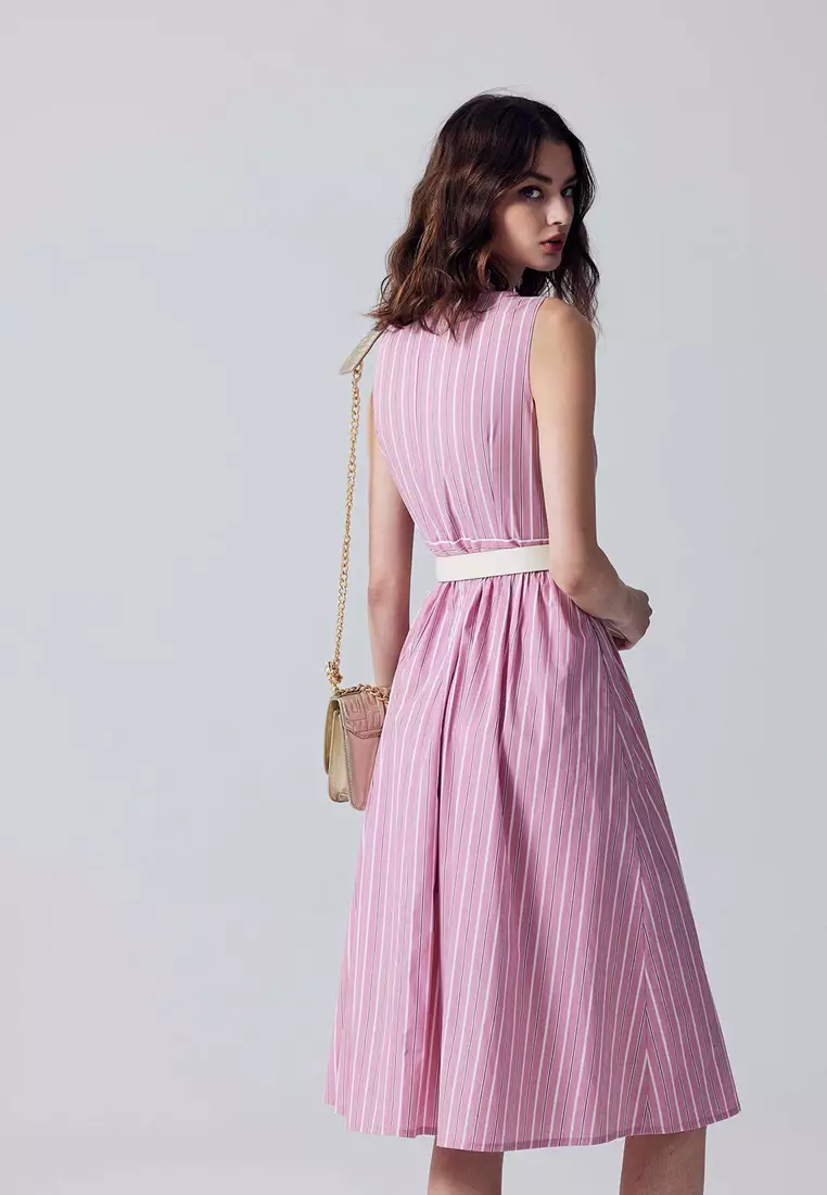 Stripe Print Ruffle Detail Dress