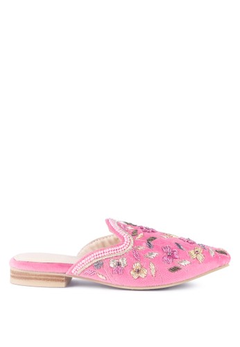 Rag & CO. pink Marcella Hand Bordir Pink Velvet Mules DF4A7SHD2A6031GS_1