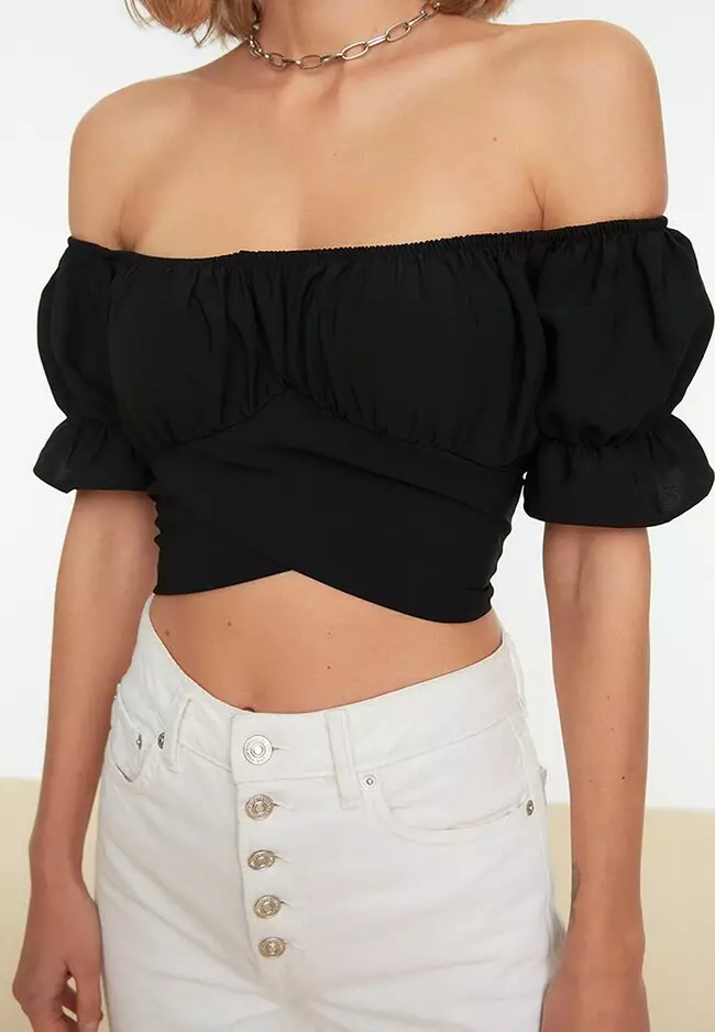 Buy Trendyol Cropped Crossover Top Online Zalora Malaysia