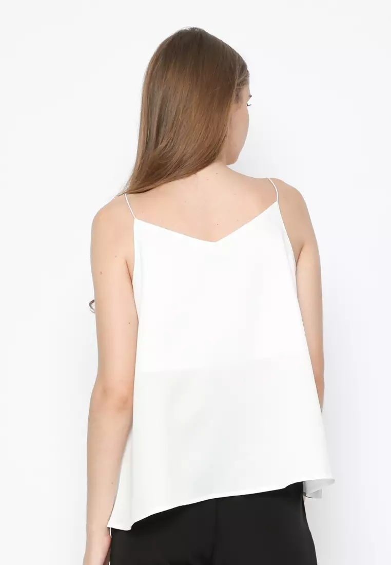 WHITE V NECK TANK TOP