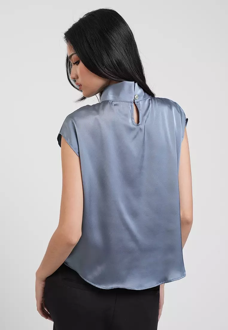 Anastasia Twisted High Neck Satin Top