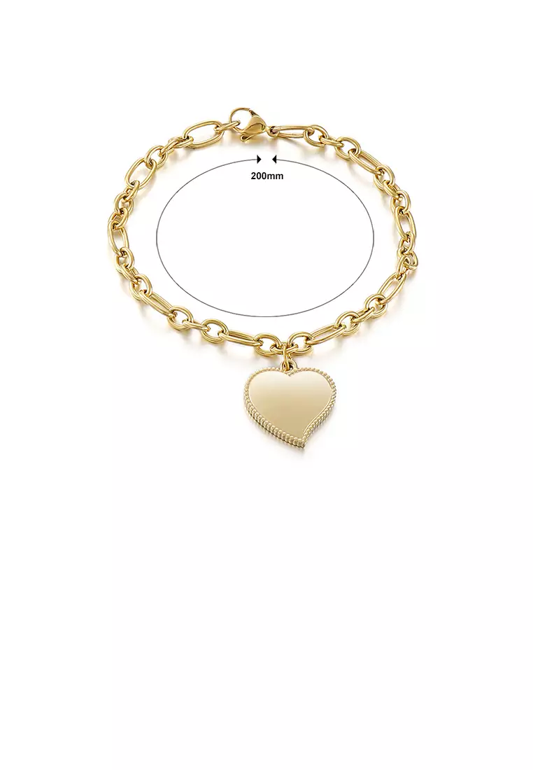 Simple and Fashion Plated Gold Heart-shaped 316L Stainless Steel Bracelet