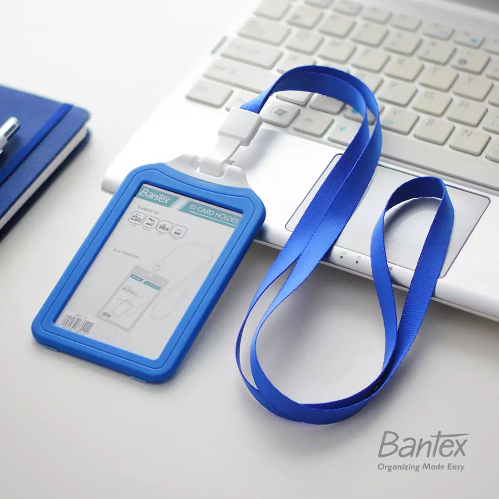 Jual Bantex Bantex Cobalt Blue Dual Side ID Card Holder Lanyard