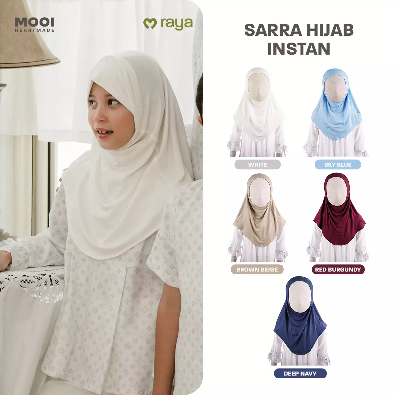 Mooi Hijab Instant Anak Jilbab Anak Perempuan Sarra Hijab - Brown Beige