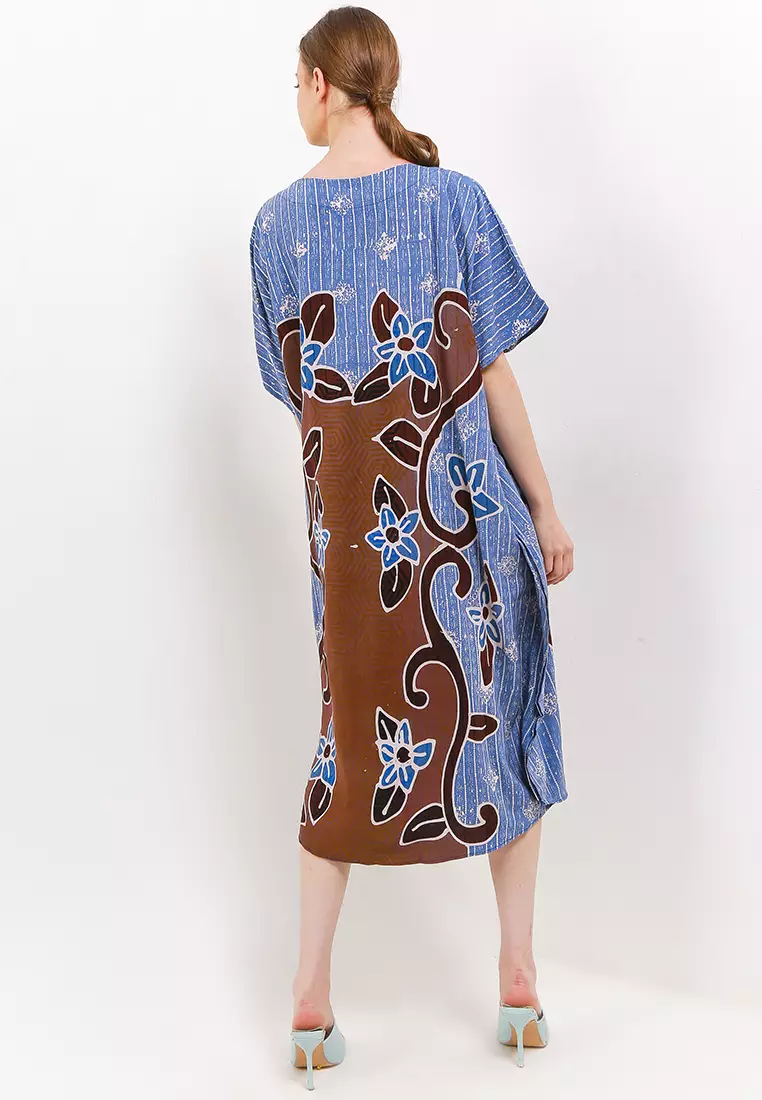 Dress daster sleep wear batik tulis davina biru