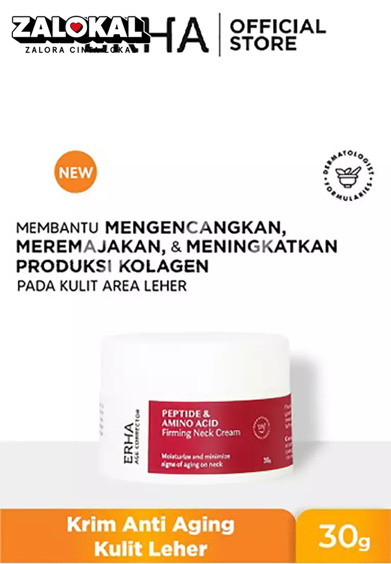ERHA Age Corrector Peptide & Amino Acid Firming Neck Cream 30g - Krim Leher | Meningkatkan Produksi Kolagen | Mengurangi Garis Halus | Mengencangkan | Melembabkan Kulit Area Leher