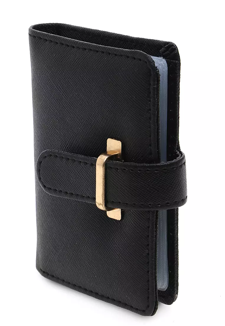 Jareth Dompet Wanita Motif Polos Simple Pengait Slot - Hitam