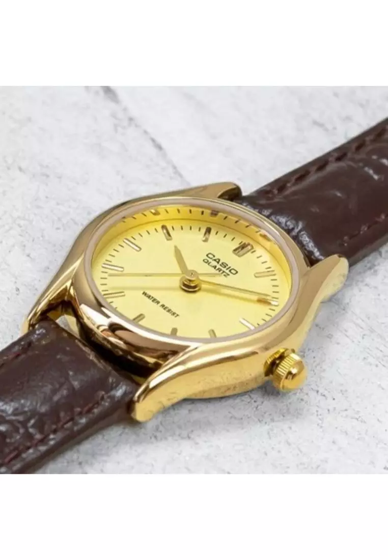 Women's Analog LTP-1094Q-9AR Brown Genuine Leather Watch