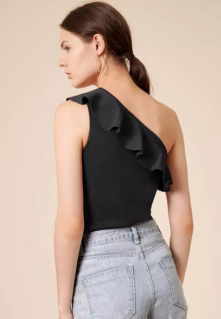 One Shoulder Ruffled Top