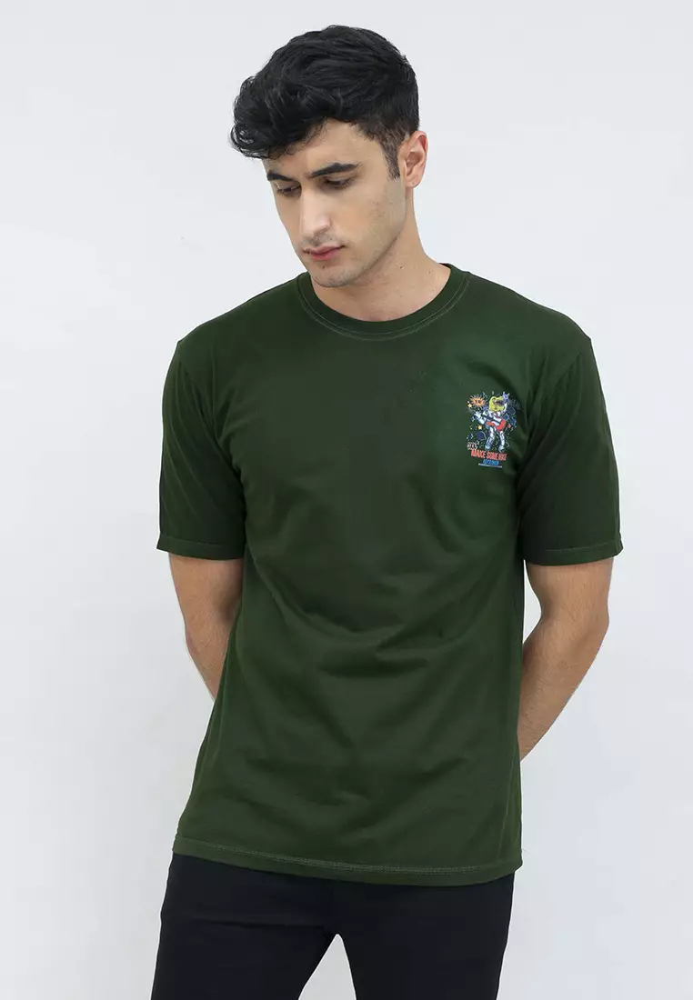 kaos pria lengan pendek Green Noise Space houseofcuff X little fresco