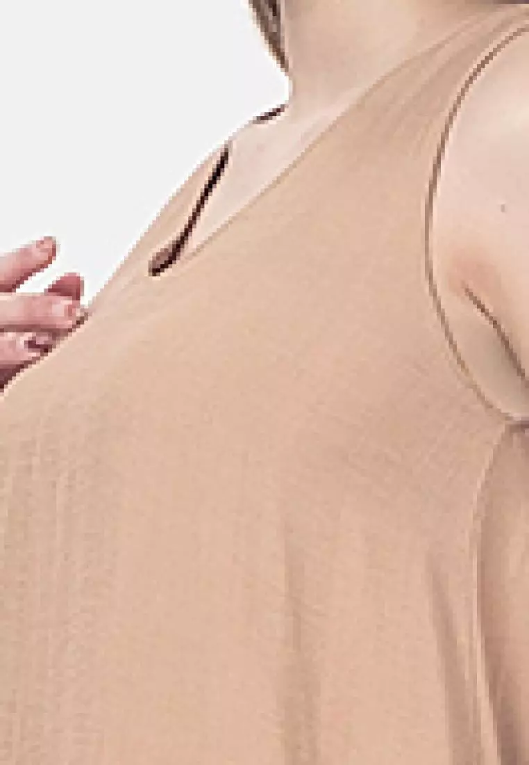 Caroline Midi Dress in Beige