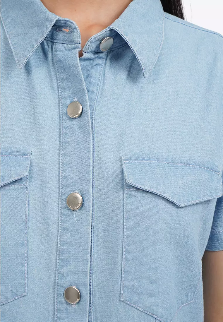 Short Sleeve Denim Mini Dress