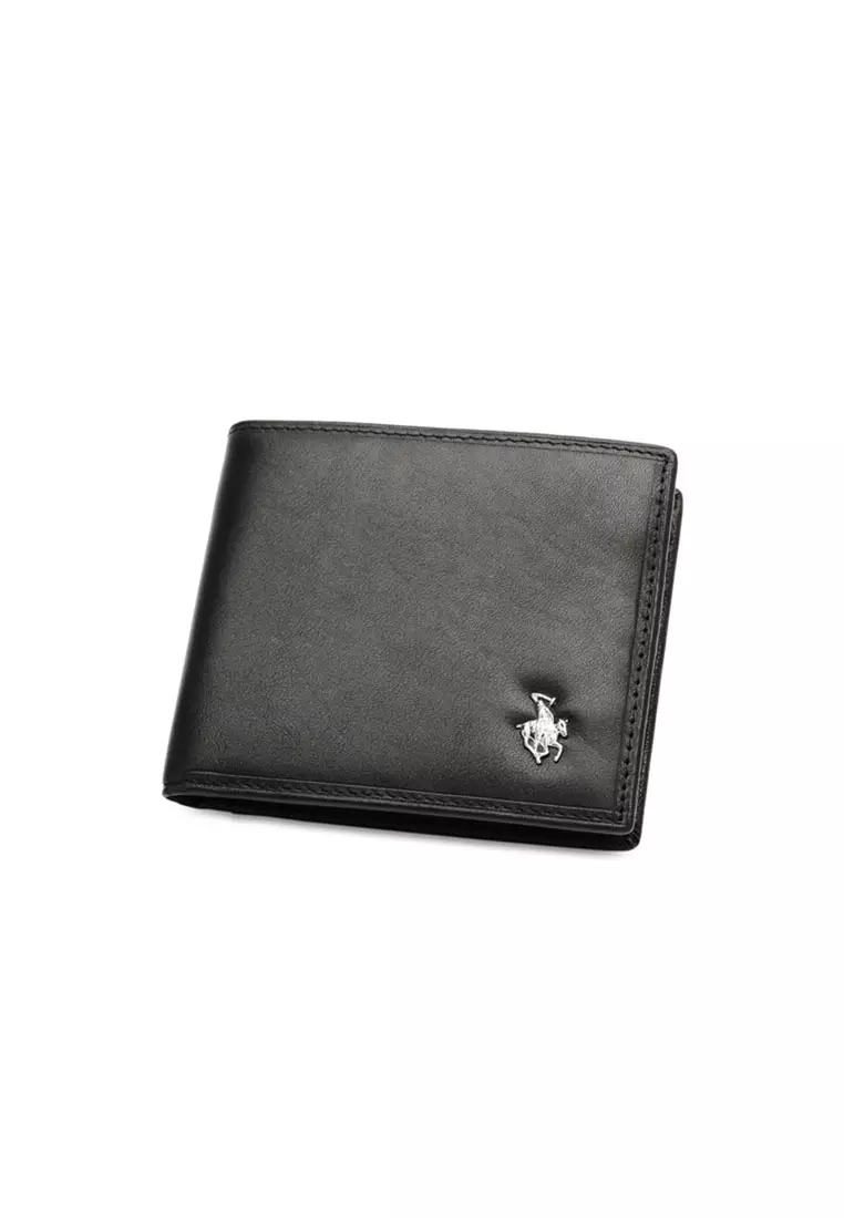 Men's RFID Blocking Tri Fold Wallet with Coin Compartment - Black