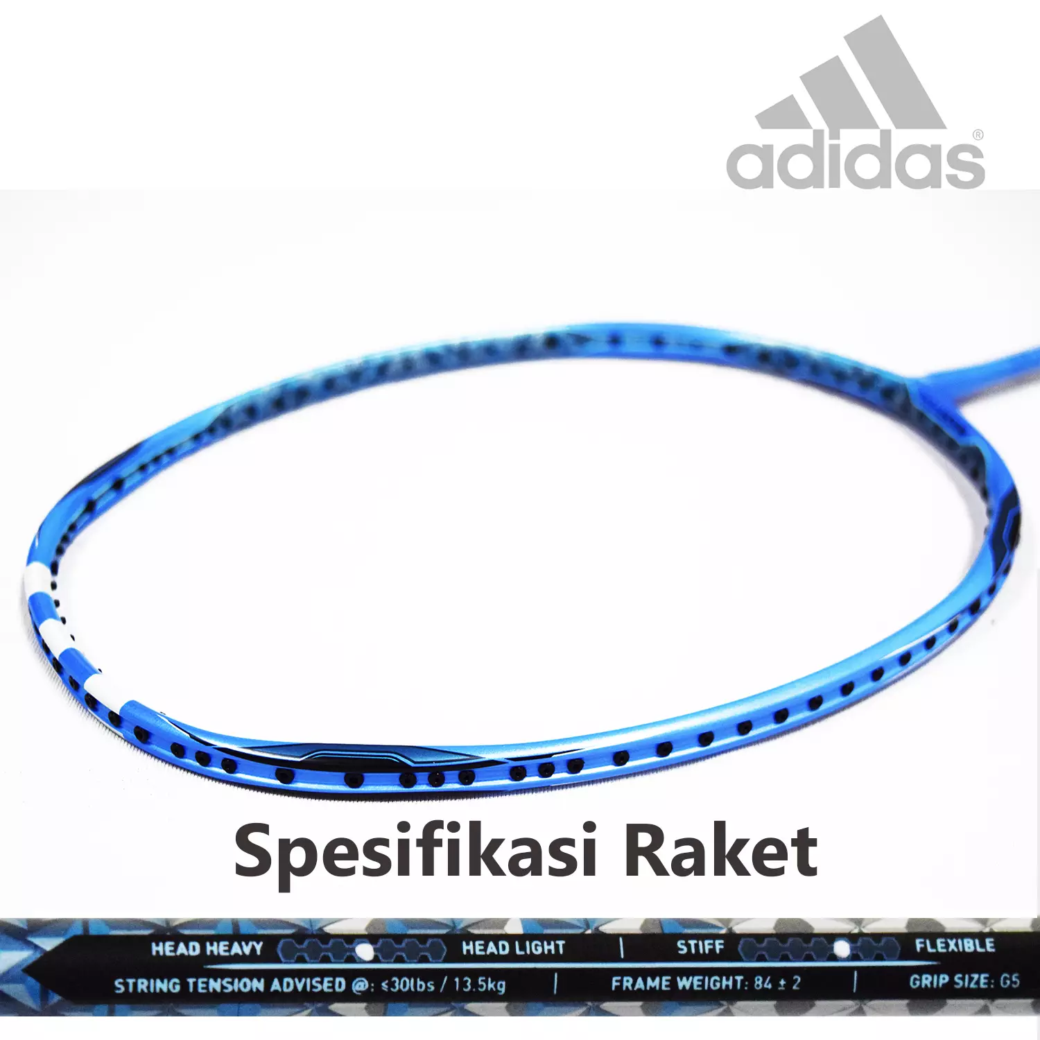 Paket Raket Badminton Adidas  Wucht P09.2 Pulse Blue dan Senar Adidas wucht p67.1