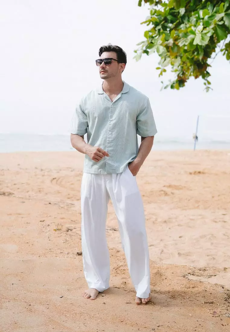 Lido Kemeja Oversized Lengan Pendek Pria Warna Mint | Oversized Linen Shirt Men Mint