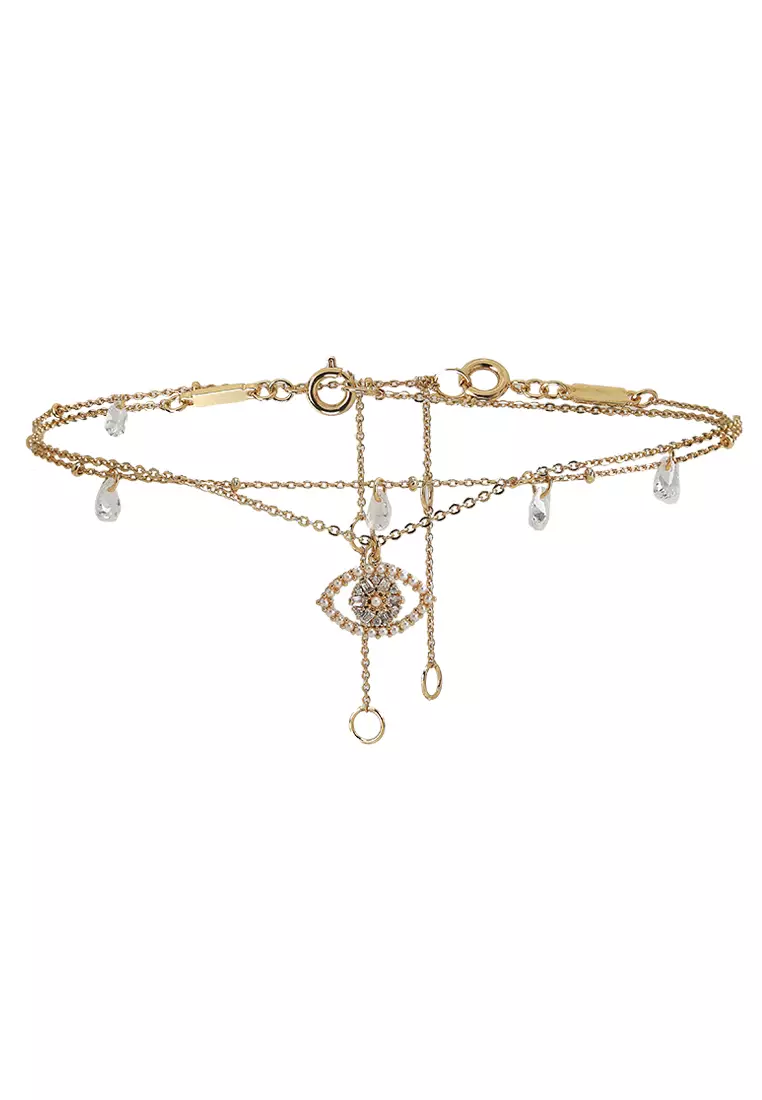 Sevire Gold Plated Evil Eye Anklet Set