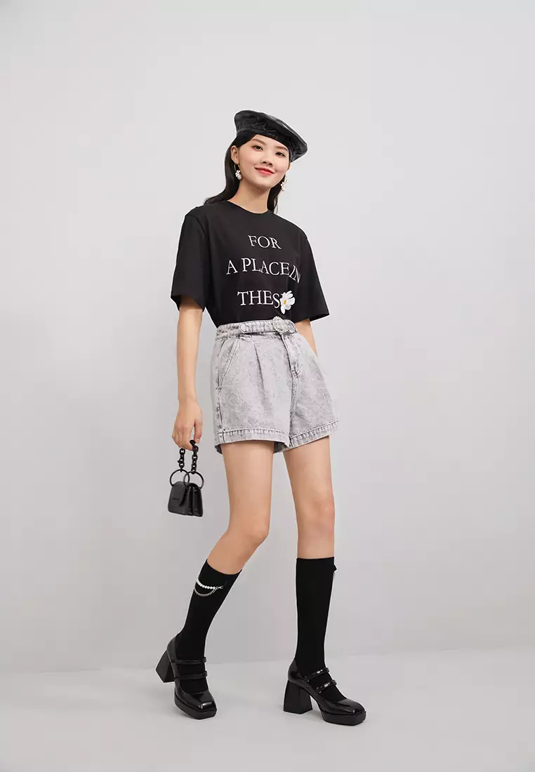 Acid Wash Denim Shorts