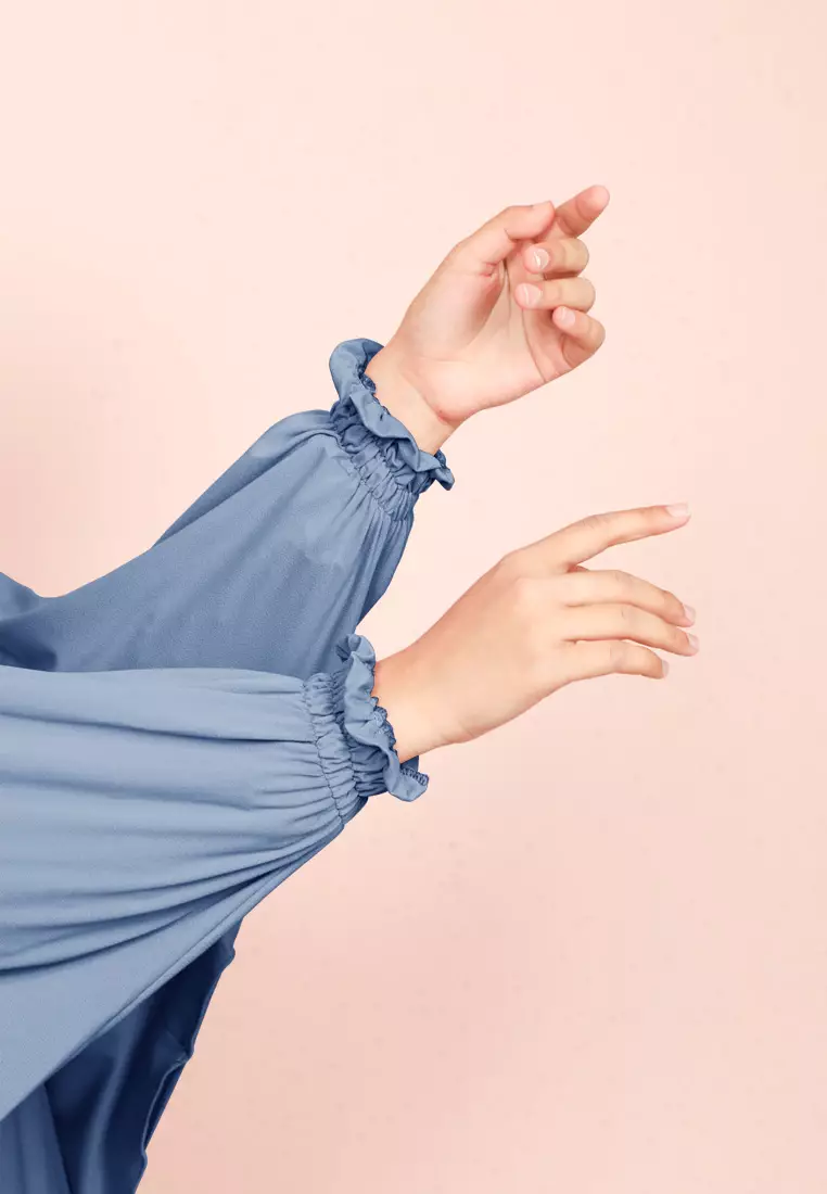 Cotton Bee - Halwa Bergo Lengan | Hijab Instan Syari - Blue Denim