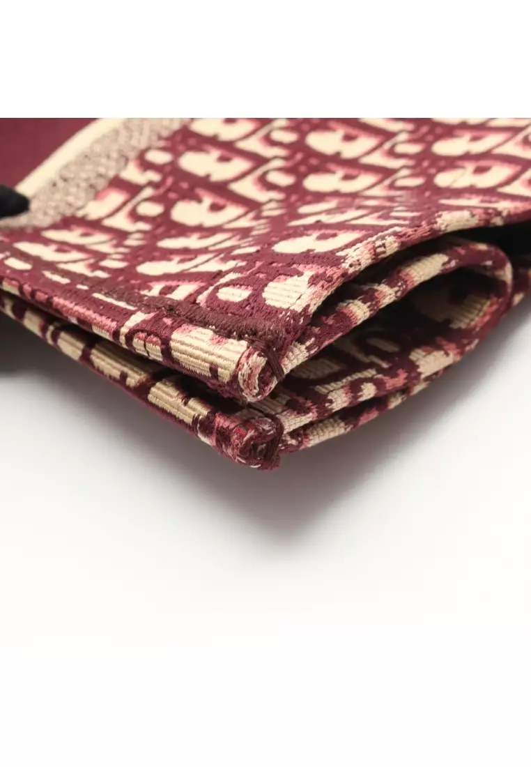 Pre-Loved Christian Dior BOOK TOTE book tote Large oblique Handbag tote bag canvas Bordeaux