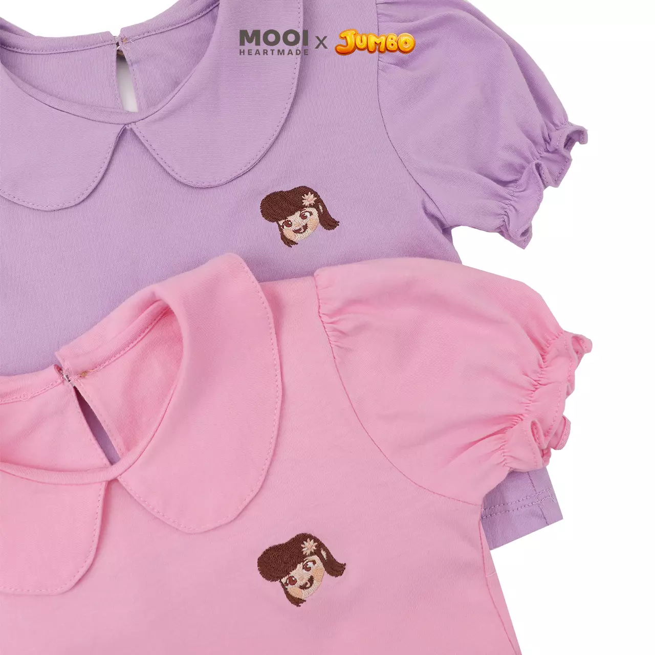 Mooi x Jumbo Setelan Anak Perempuan Meri Collar Set - Pink Berry