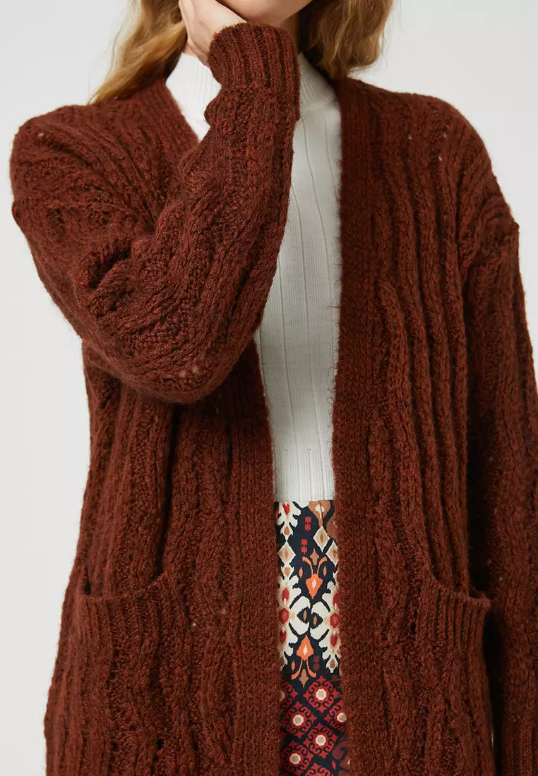 Long Knitted Cardigan Pocket