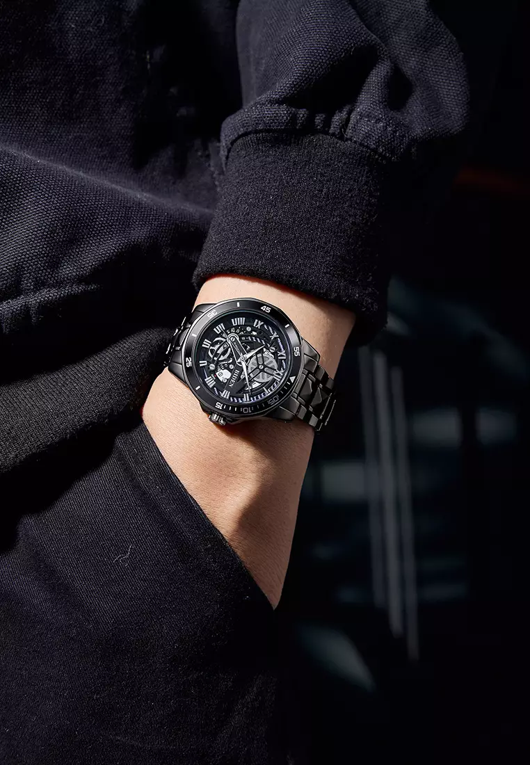 Jam Tangan Pria Original Kalendar Anti Air Tali Stainless Steel Jam Tangan Cowok allblack