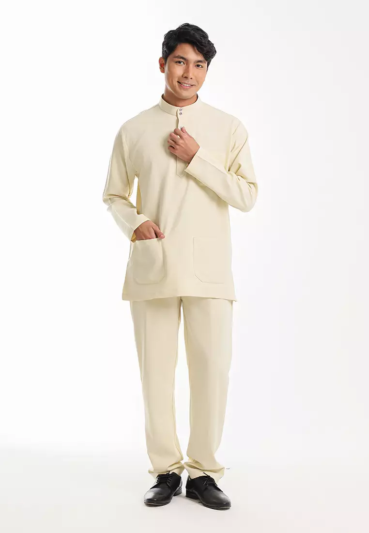 Forest x Hatta Dolmat Baju Melayu Cekak Musang Dewasa - BM23766-18Cream