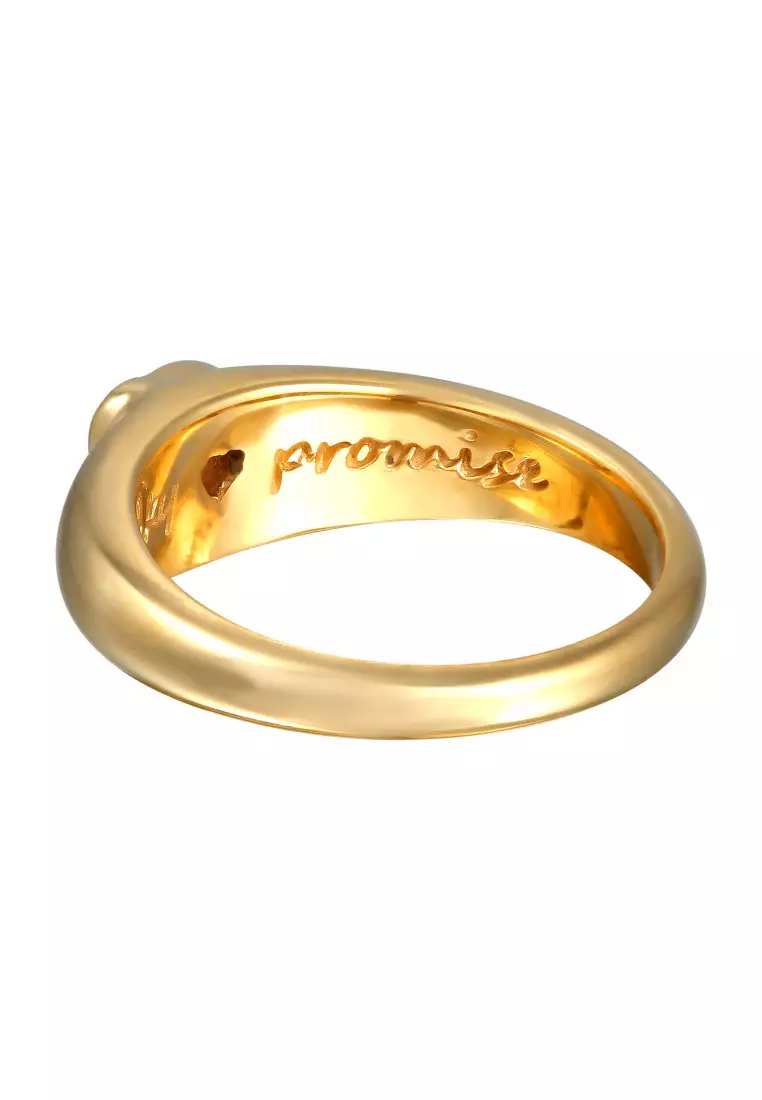 Cincin Perhiasan Perak 925 Wanita Band Heart Love With Zirconia Pink Gold Plated