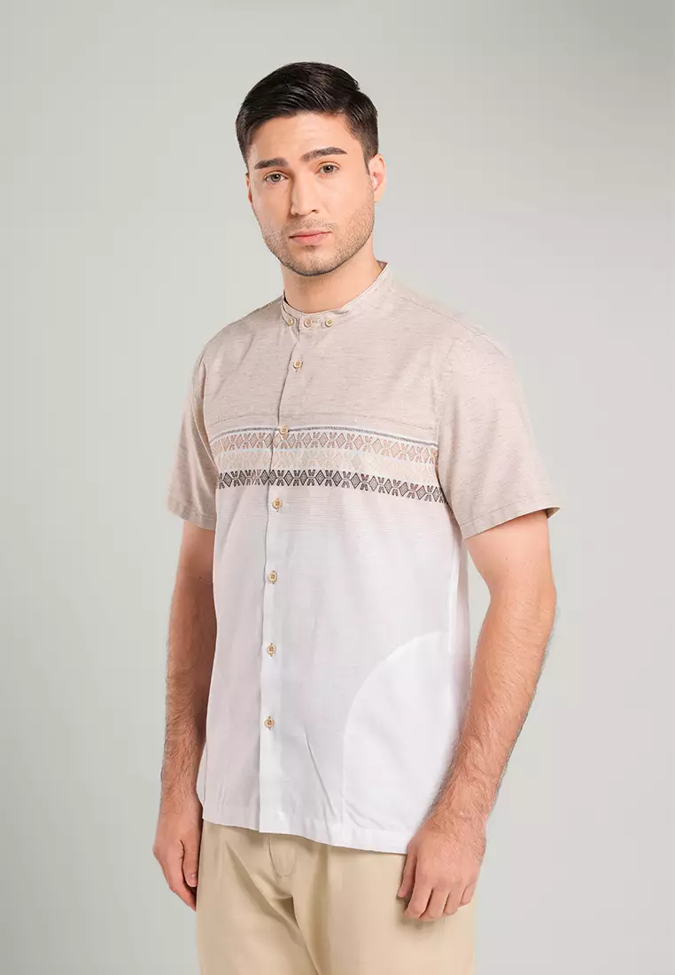 MOC Kemeja Koko Lengan Pendek Pria Riyadh B - Khaki