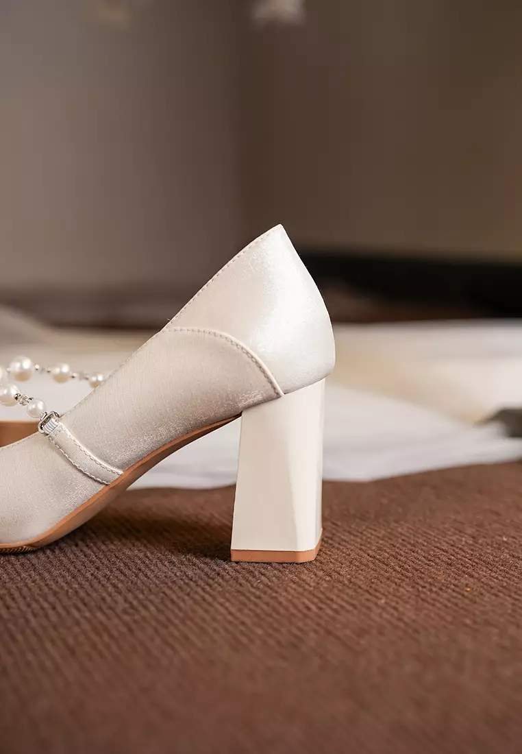 Buy Twenty Eight Shoes 7CM Pearl Strap Satin Mary Jane Shoes BY873