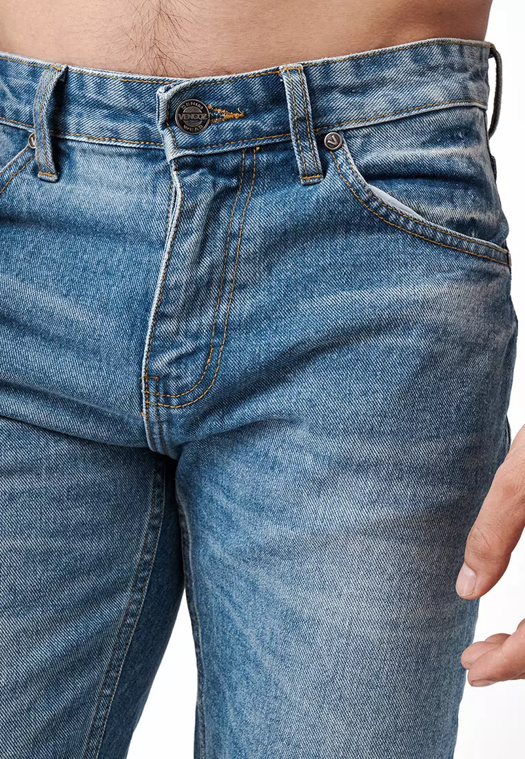 Tapered Fit Jeans Premium Vintage Blue Wash
