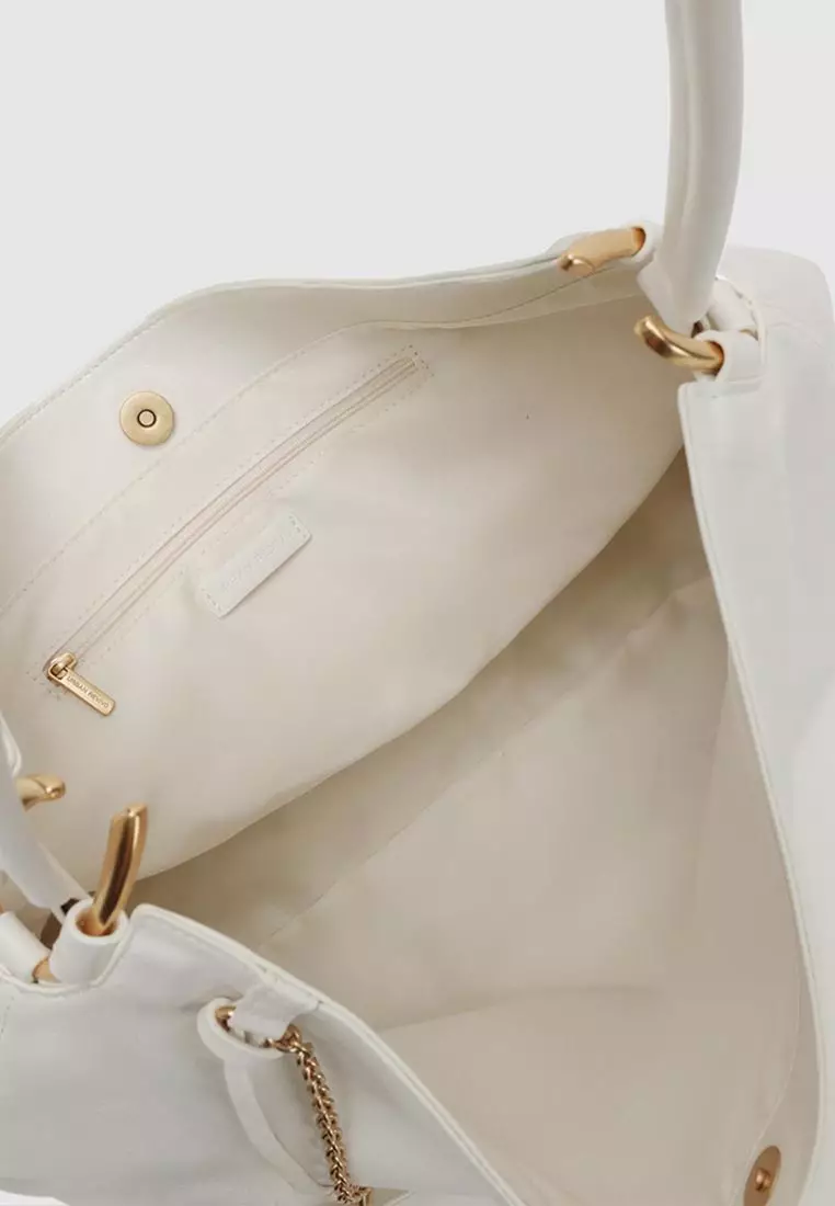 Slouchy Open Top Chain Shoulder Bag Artificial Leather