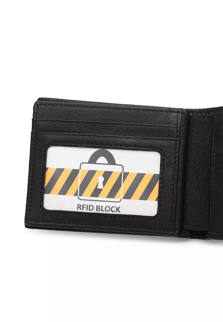 Men's Genuine Leather RFID Blocking Fortune Wallet (Genuine 皮具錢包) - 黑色