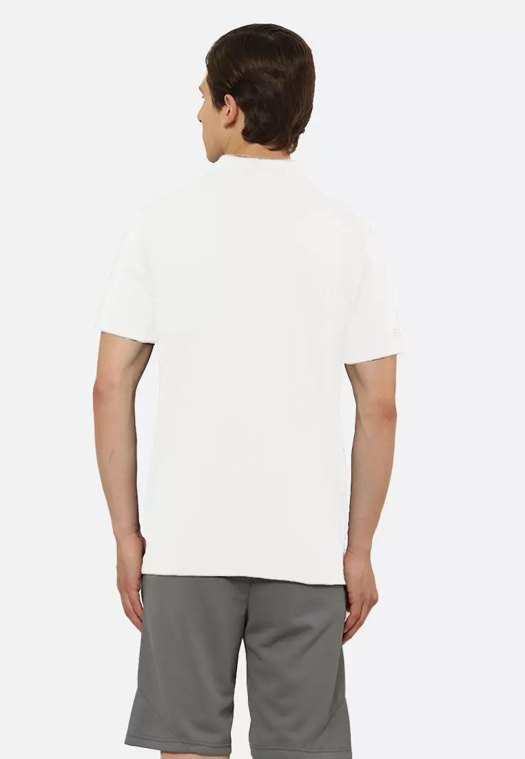 White Luxe Pria Athleisure Tee Desainer Kerah Cina