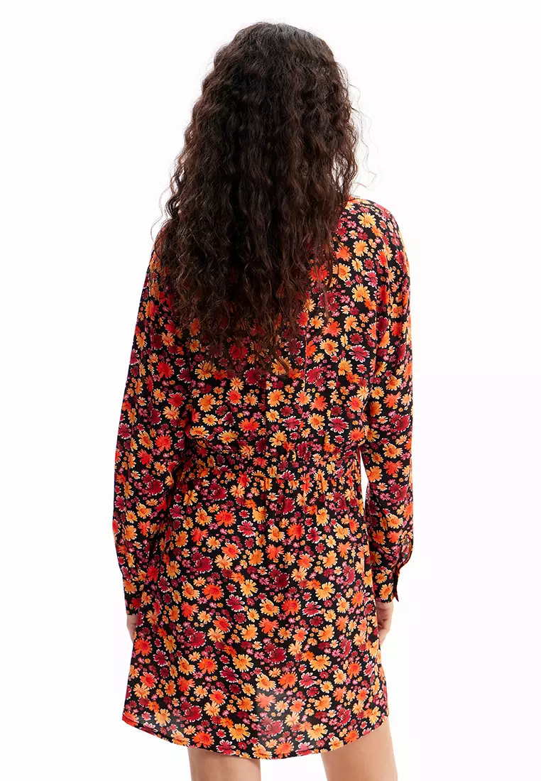 Desigual Woman Short floral shirt dress.