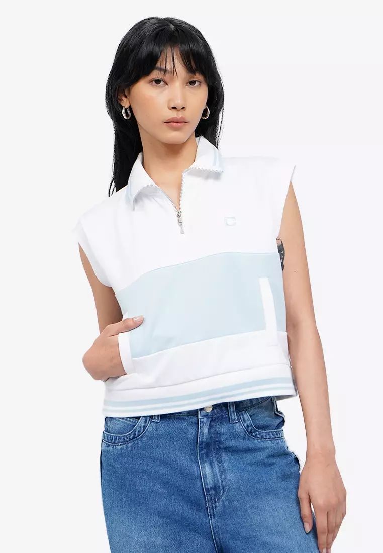 Logo Detail Sleeveless Polo Top