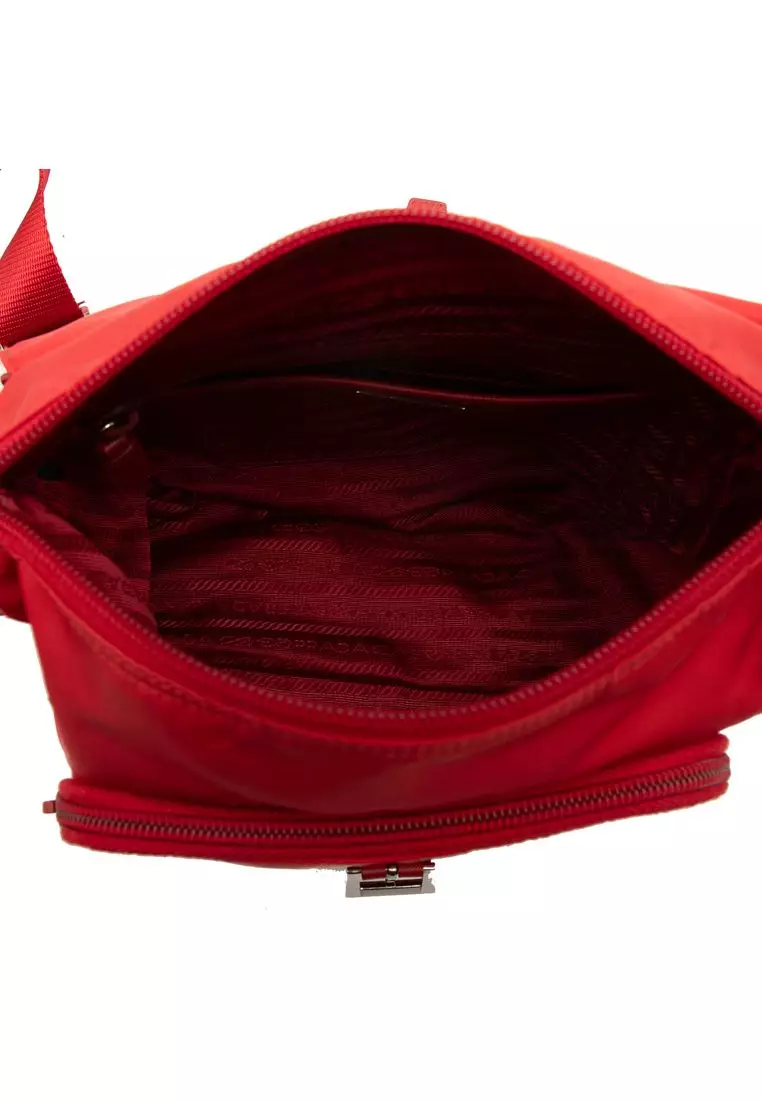 Pre-Loved Prada Saffiano Trimmed Tessuto Zip Buckle Messenger Bag