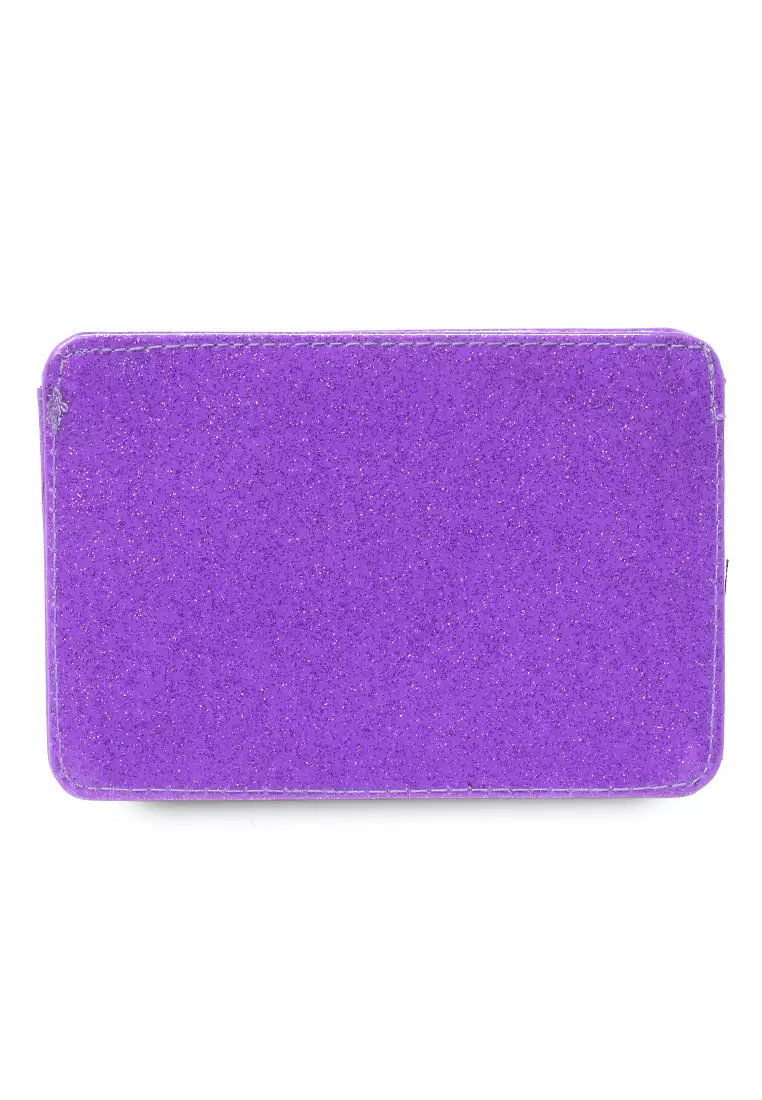 Card Holder Motif Glitter Dompet Wanita Detail 4 Slot Kartu - Purple