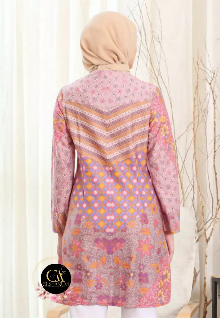 Arshavina Tunik Batik Wanita Casual Modern Lengan Panjang