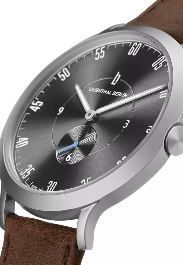 Lilienthal 1 All Silver small - Brown Leather Strap