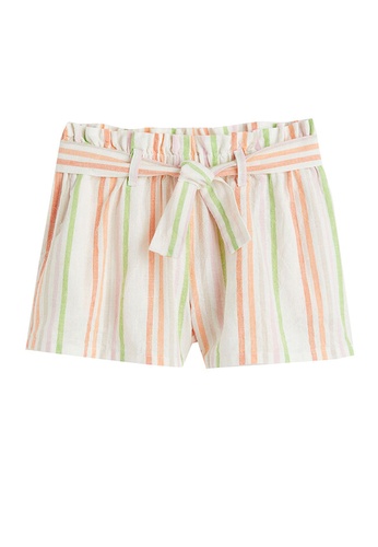 H&M white and multi Linen-Blend Shorts 6C2AFKAF0896AAGS_1
